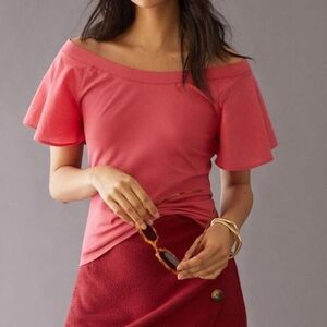 NWT Anthropologie Maeve Off The Shoulder Flutter Blouse Size XS